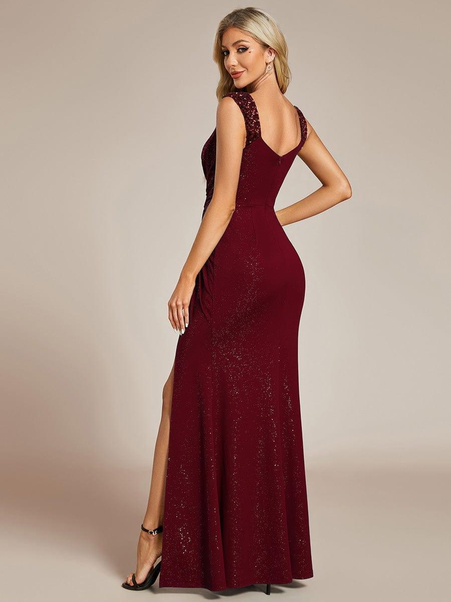 ever NOIRE|Glitter V-Neck Cruise Journey Evening Dress