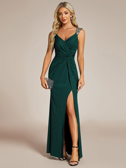 ever NOIRE|Glitter V-Neck Cruise Journey Evening Dress
