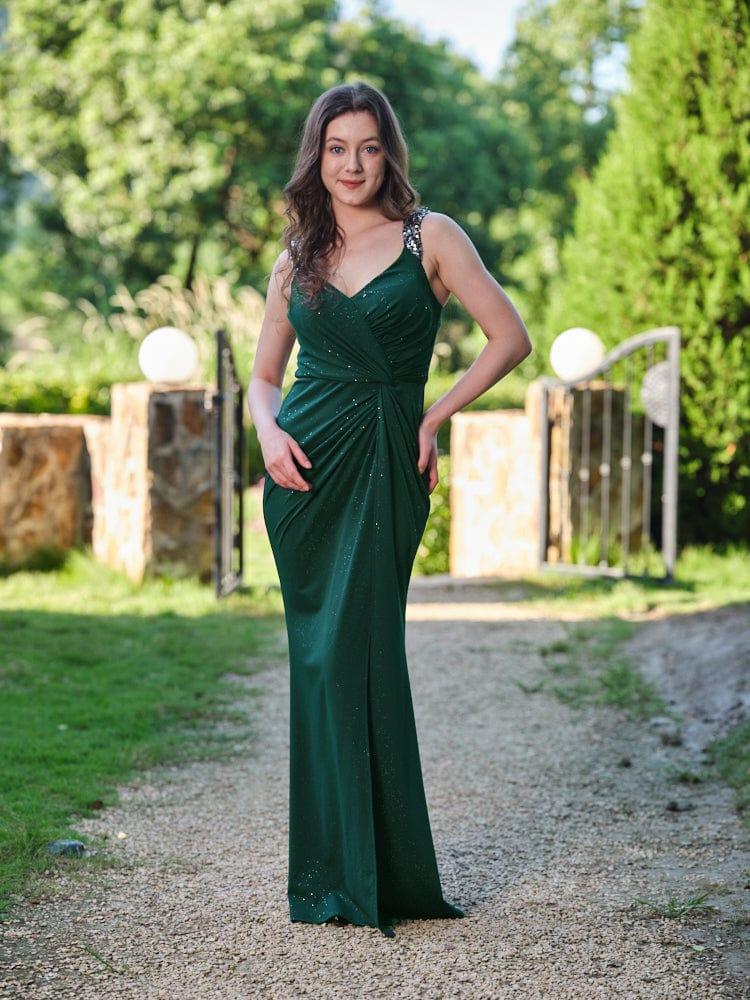 ever NOIRE|Glitter V-Neck Cruise Journey Evening Dress