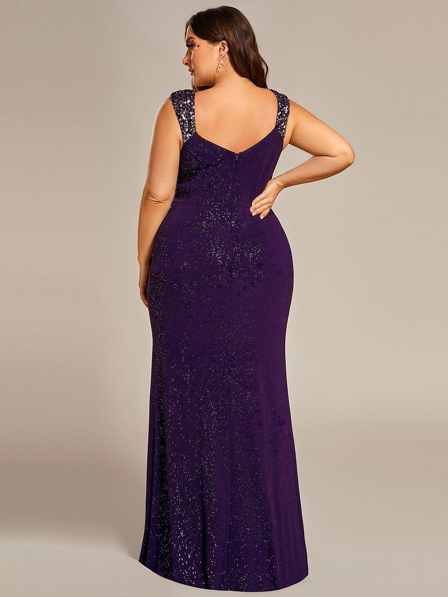 ever NOIRE|Glitter V-Neck Cruise Journey Evening Dress