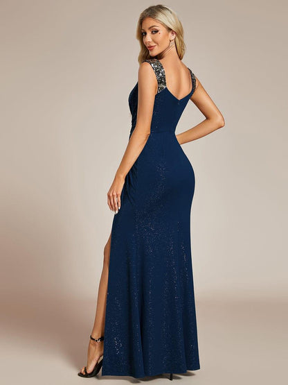 ever NOIRE|Glitter V-Neck Cruise Journey Evening Dress