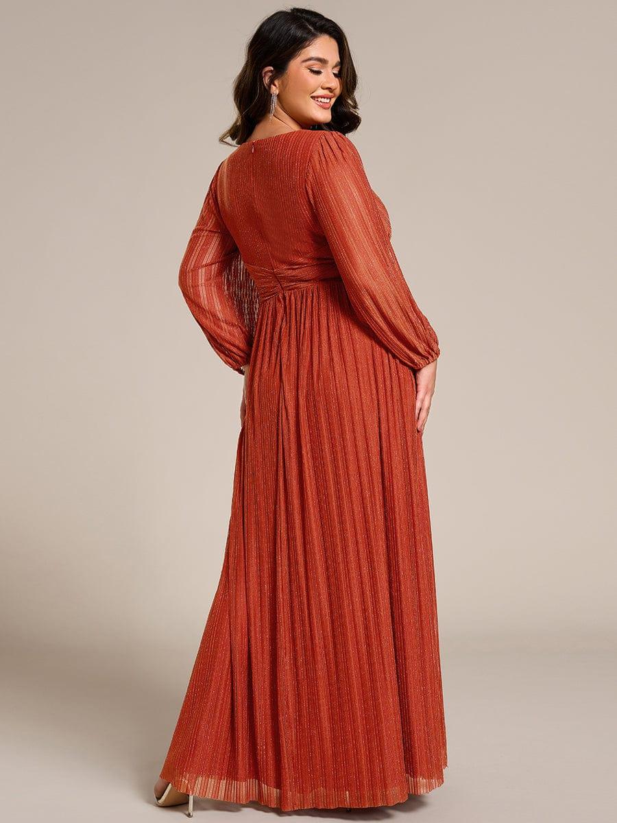 pretty BRYM|Plus Size Dazzling Empire Waist See-Through Long Sleeves A-Line Evening Dress