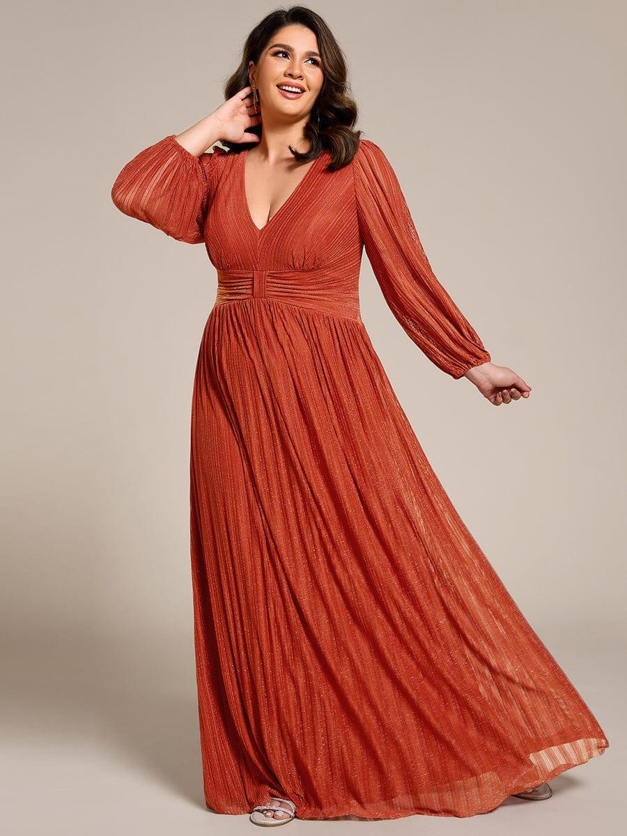 pretty BRYM|Plus Size Dazzling Empire Waist See-Through Long Sleeves A-Line Evening Dress