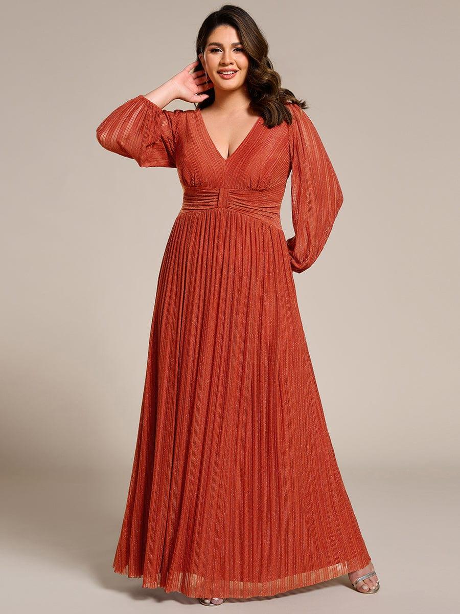 pretty BRYM|Plus Size Dazzling Empire Waist See-Through Long Sleeves A-Line Evening Dress