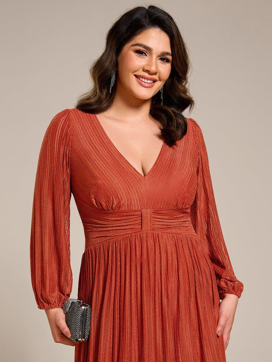 pretty BRYM|Plus Size Dazzling Empire Waist See-Through Long Sleeves A-Line Evening Dress