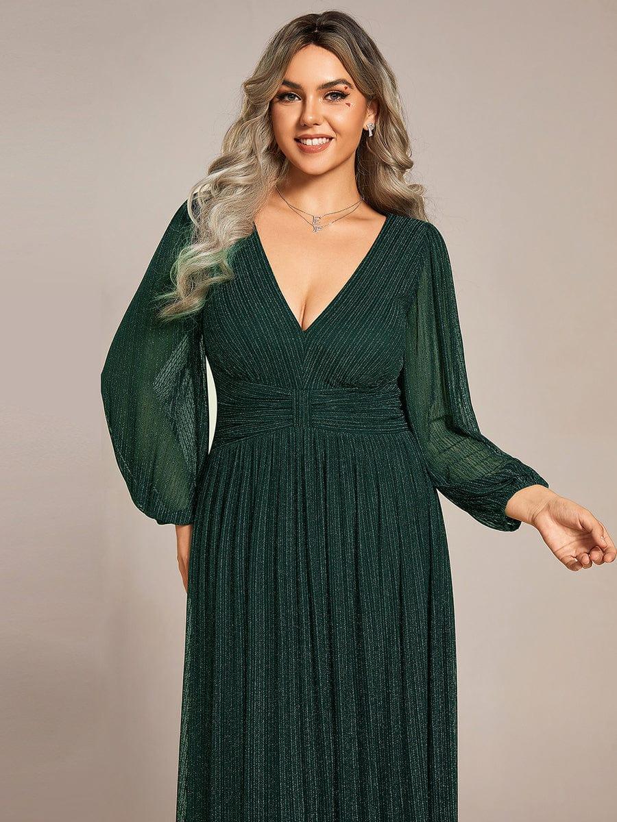 pretty BRYM|Plus Size Dazzling Empire Waist See-Through Long Sleeves A-Line Evening Dress