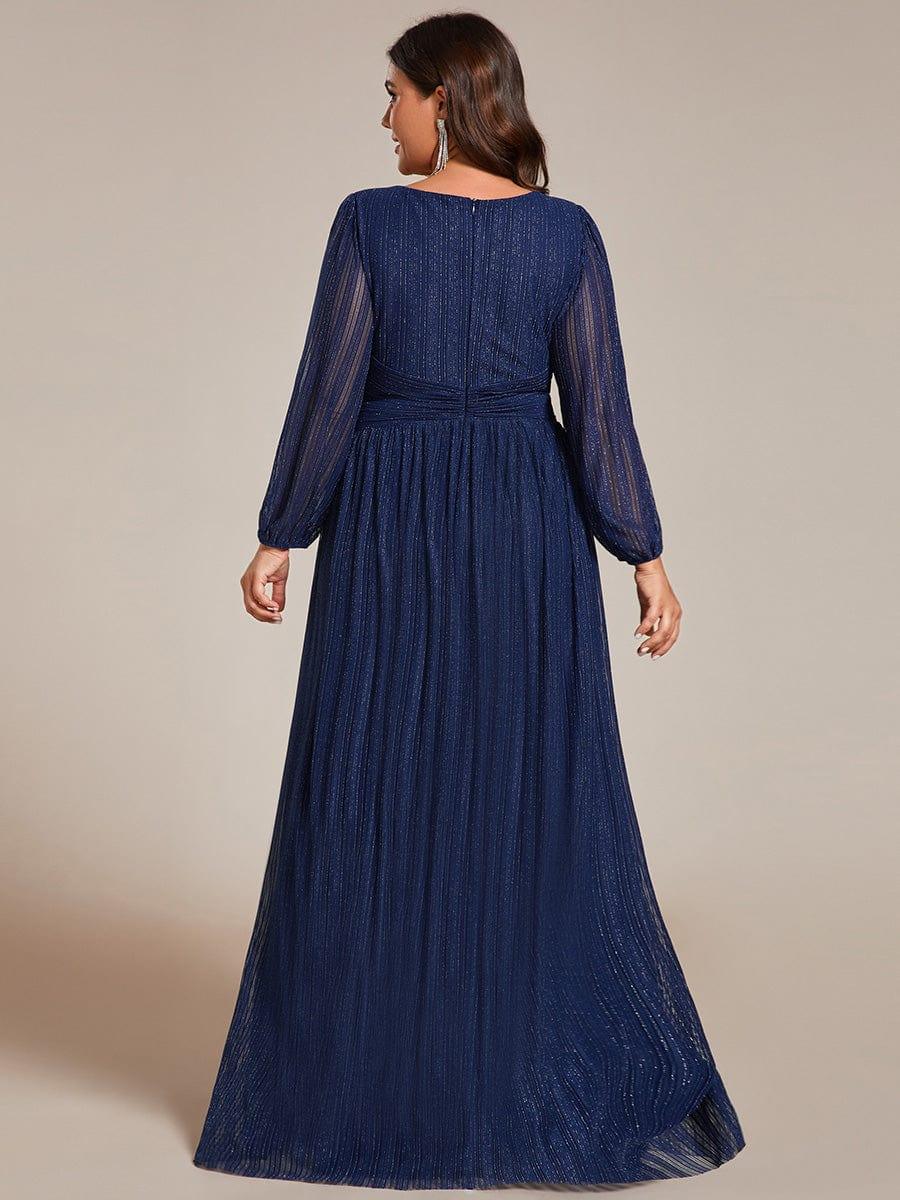 pretty BRYM|Plus Size Dazzling Empire Waist See-Through Long Sleeves A-Line Evening Dress