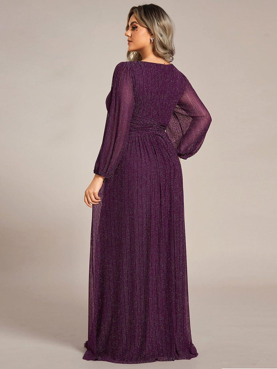 pretty BRYM|Plus Size Dazzling Empire Waist See-Through Long Sleeves A-Line Evening Dress