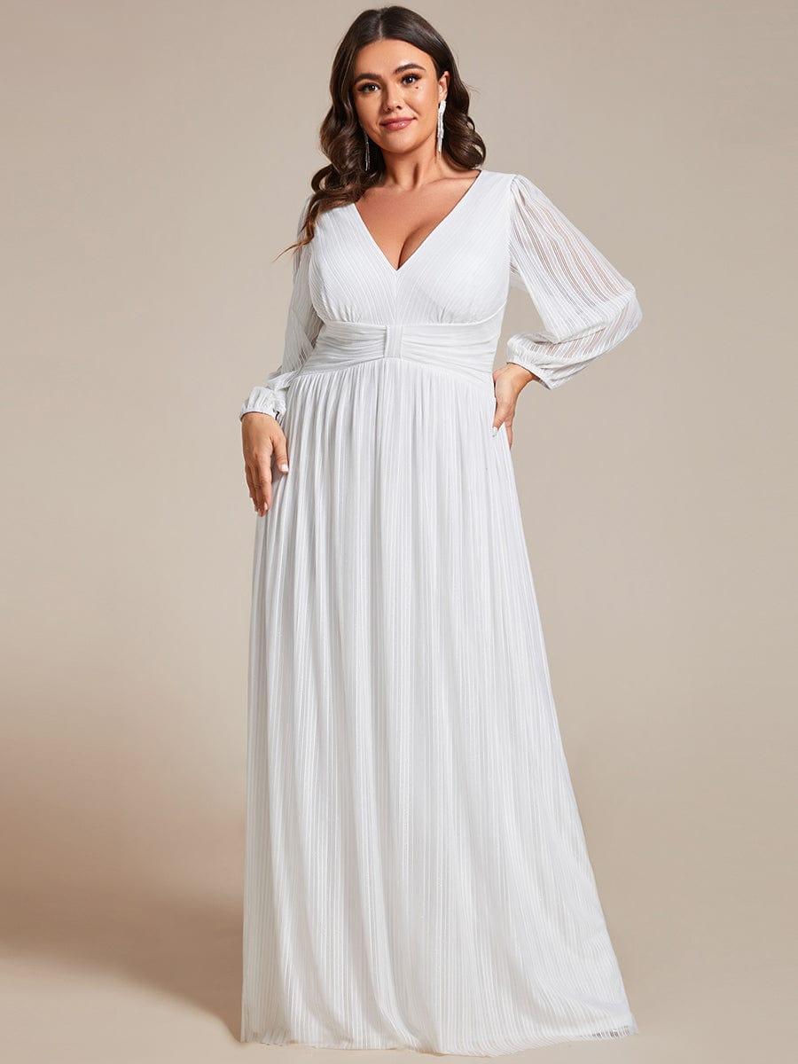 pretty BRYM|Plus Size Dazzling Empire Waist See-Through Long Sleeves A-Line Evening Dress