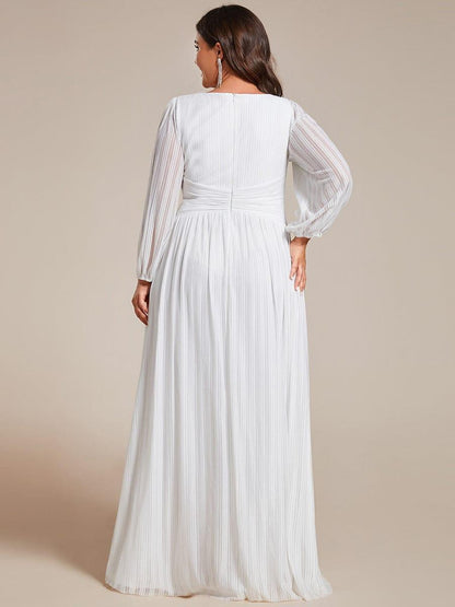 pretty BRYM|Plus Size Dazzling Empire Waist See-Through Long Sleeves A-Line Evening Dress