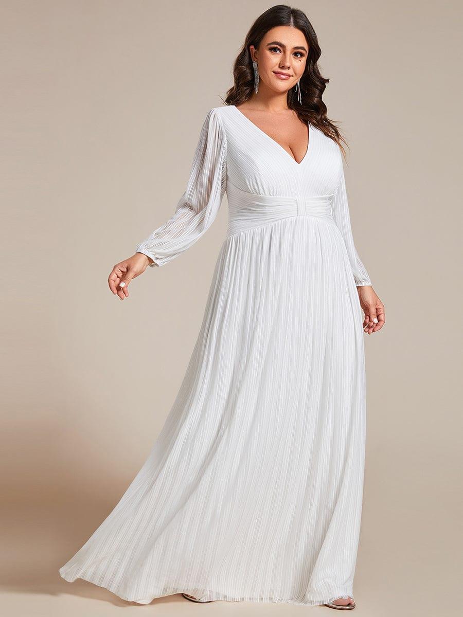 pretty BRYM|Plus Size Dazzling Empire Waist See-Through Long Sleeves A-Line Evening Dress