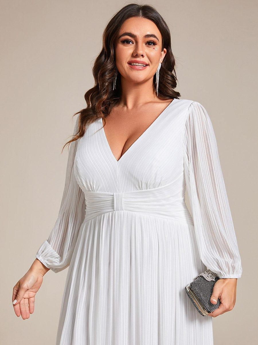 pretty BRYM|Plus Size Dazzling Empire Waist See-Through Long Sleeves A-Line Evening Dress