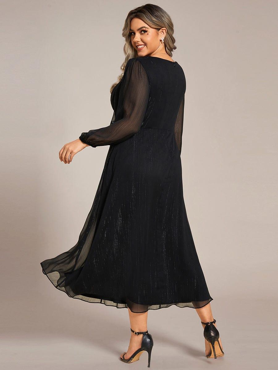 pretty EMBER|Plus Size Twist Knot Louts Leaf Long Sleeve A-Line Evening Dress
