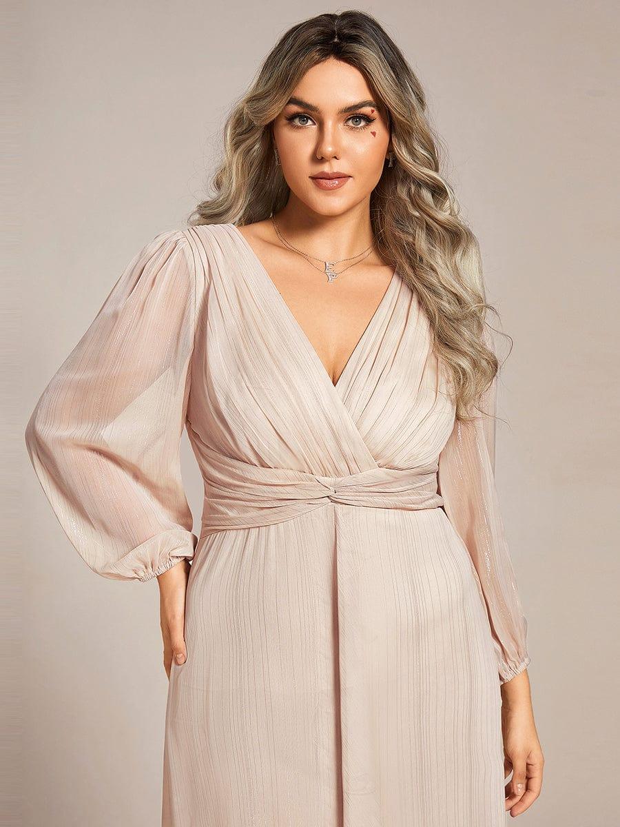 pretty EMBER|Plus Size Twist Knot Louts Leaf Long Sleeve A-Line Evening Dress