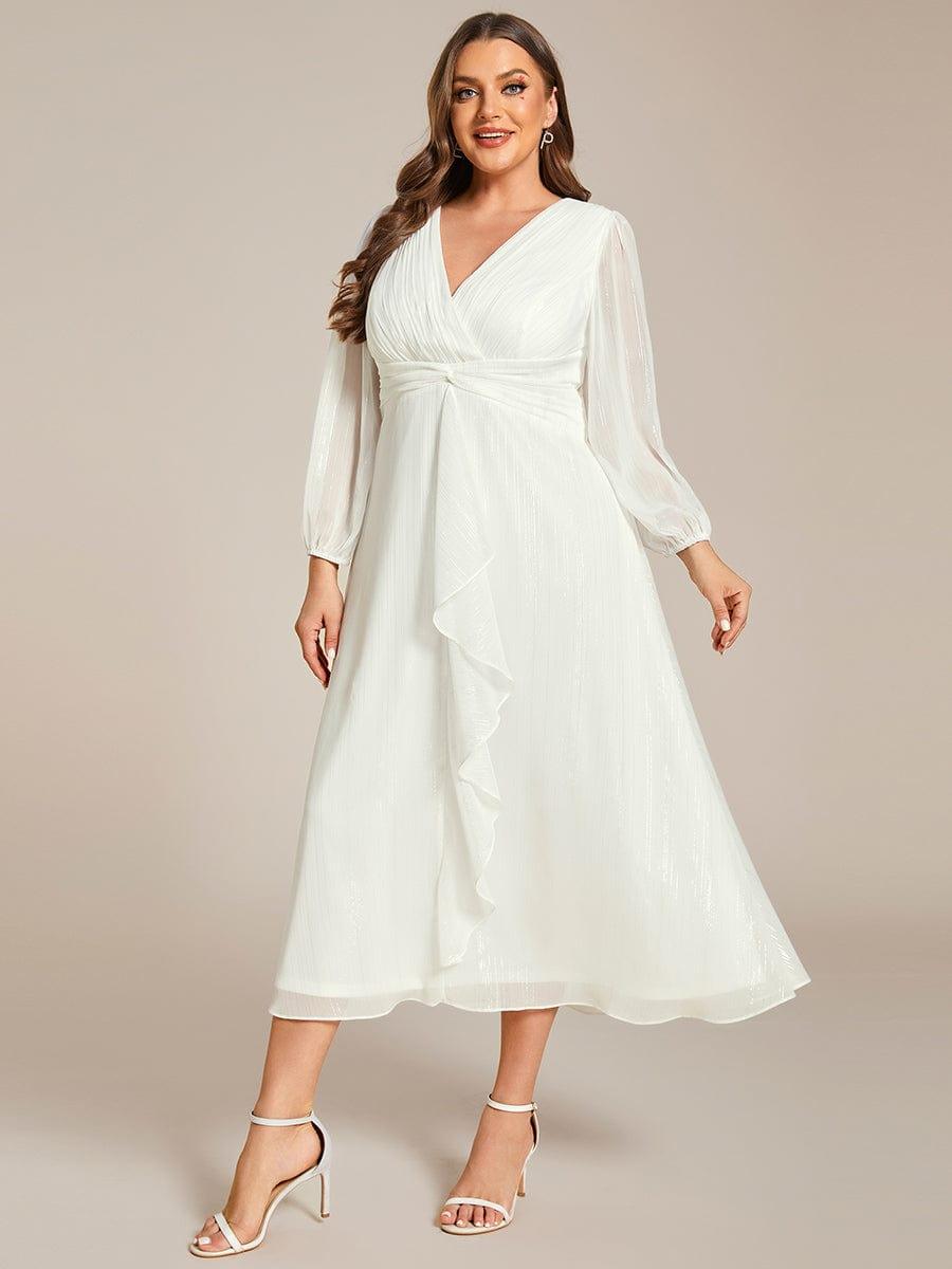 pretty EMBER|Plus Size Twist Knot Louts Leaf Long Sleeve A-Line Evening Dress
