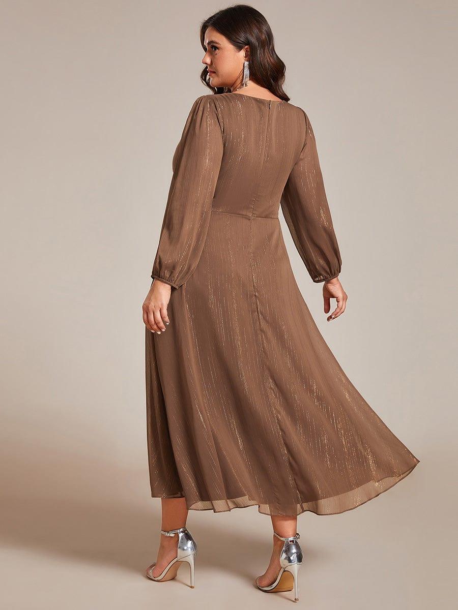 pretty EMBER|Plus Size Twist Knot Louts Leaf Long Sleeve A-Line Evening Dress