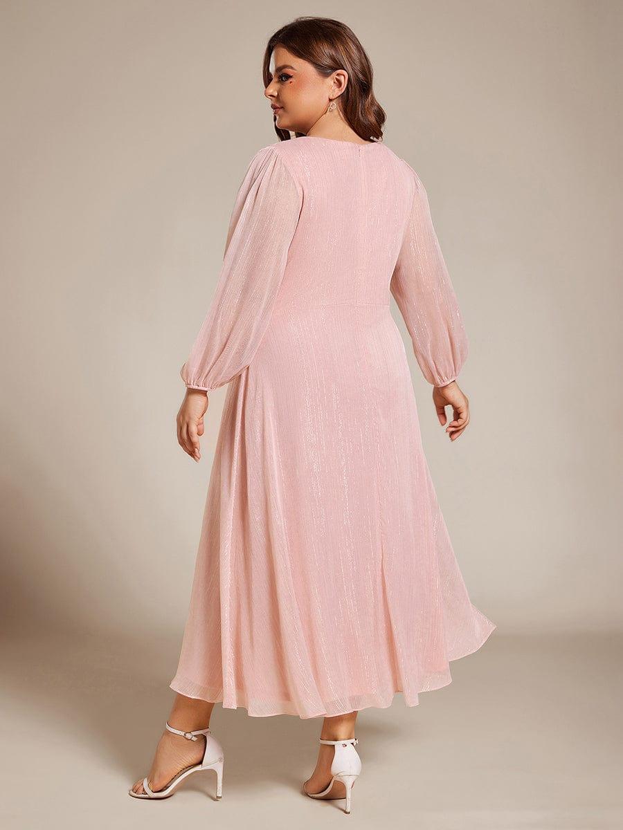 pretty EMBER|Plus Size Twist Knot Louts Leaf Long Sleeve A-Line Evening Dress