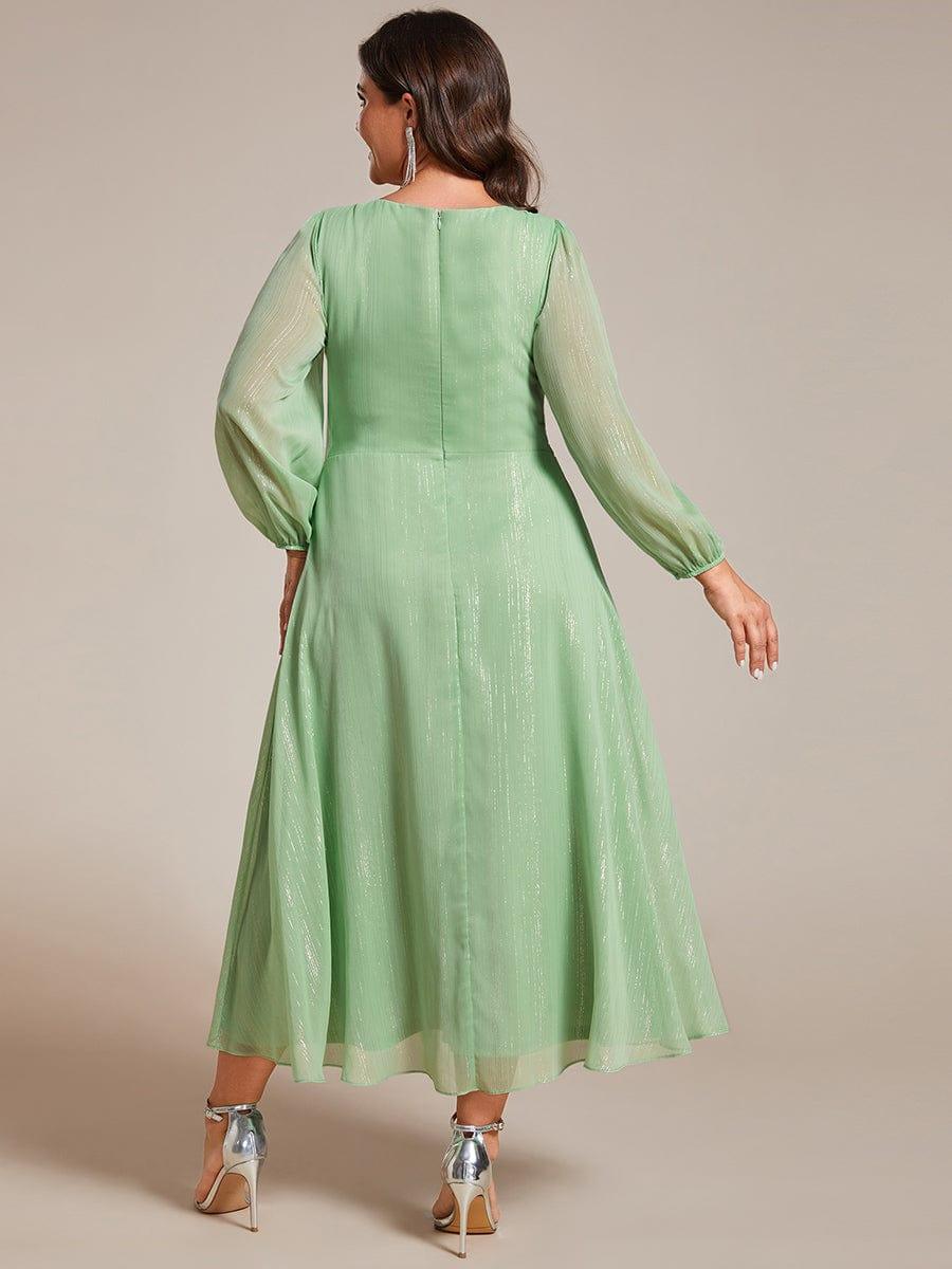 pretty EMBER|Plus Size Twist Knot Louts Leaf Long Sleeve A-Line Evening Dress