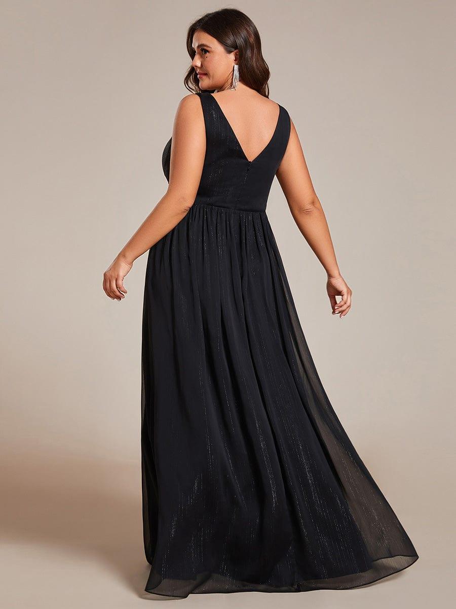 pretty ALAIYA|Plus Size V-Neck Sleeveless Glitter A-Line Formal Dress