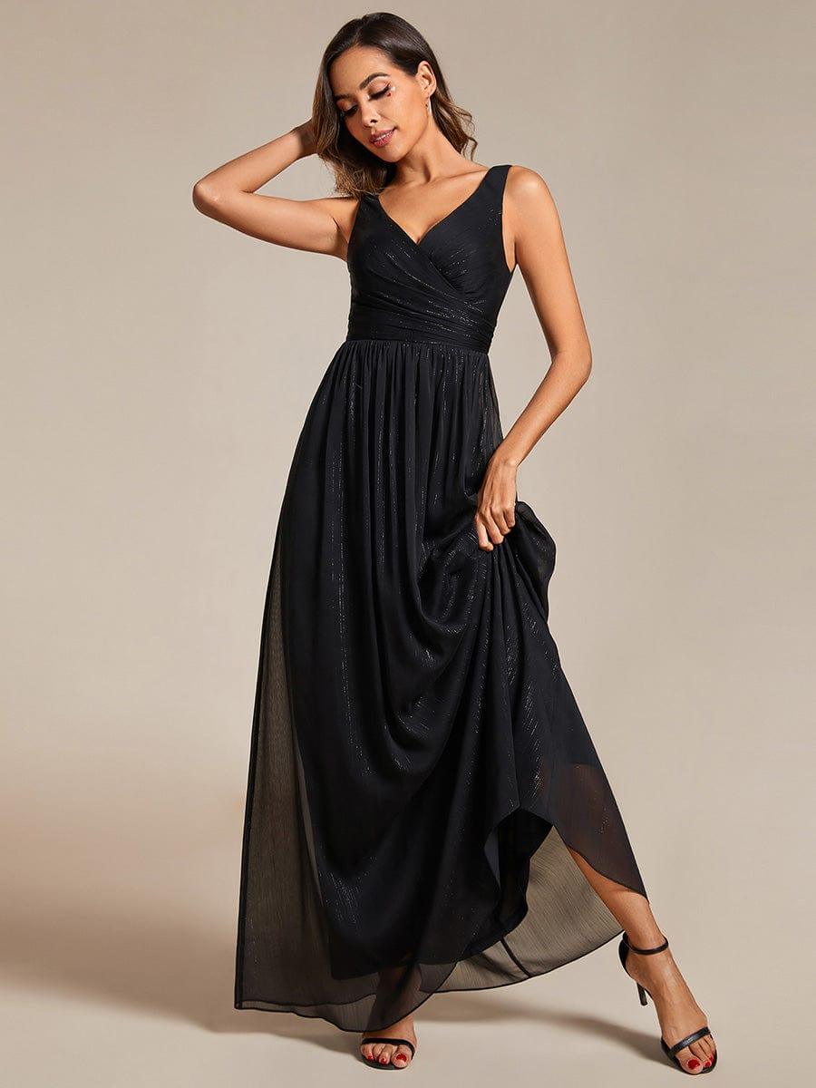 ever ALAIYA|Floor Length V-Neck Sleeveless Glitter A-Line Evening Formal Dress