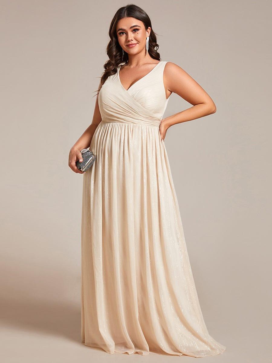 ever ALAIYA|Floor Length V-Neck Sleeveless Glitter A-Line Evening Formal Dress