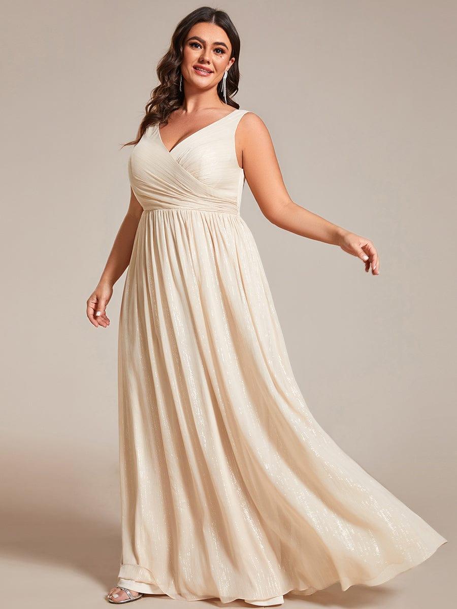 pretty ALAIYA|Plus Size V-Neck Sleeveless Glitter A-Line Formal Dress
