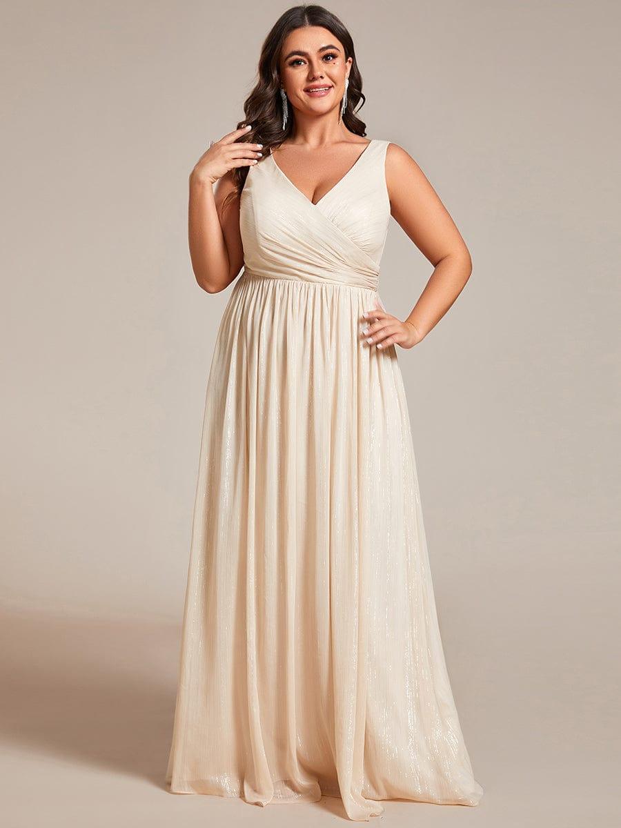 pretty ALAIYA|Plus Size V-Neck Sleeveless Glitter A-Line Formal Dress