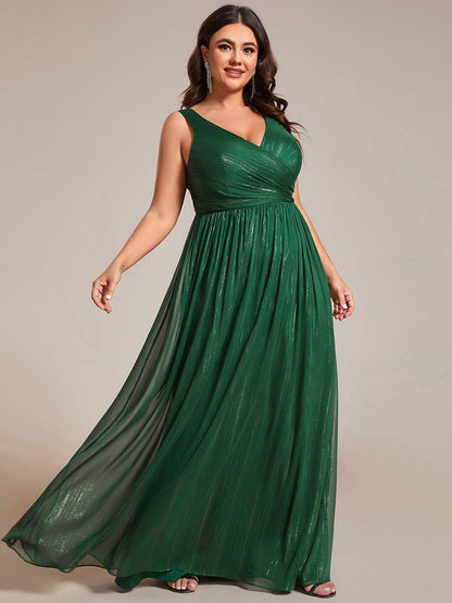ever ALAIYA|Floor Length V-Neck Sleeveless Glitter A-Line Evening Formal Dress