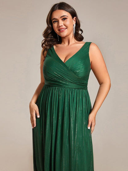 pretty ALAIYA|Plus Size V-Neck Sleeveless Glitter A-Line Formal Dress