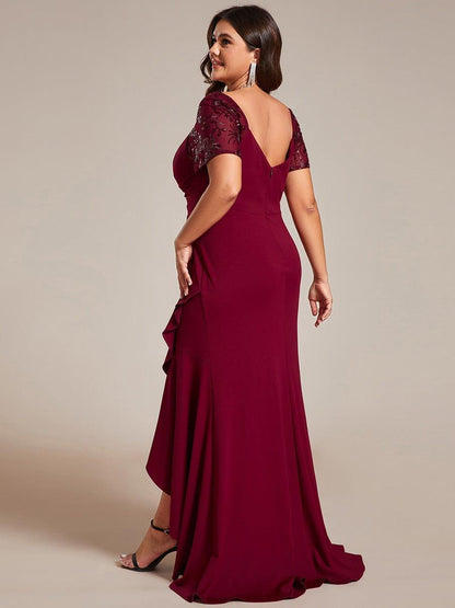Plus Size High-Low V-Neck Bodycon Fishtail Formal Evening Dress