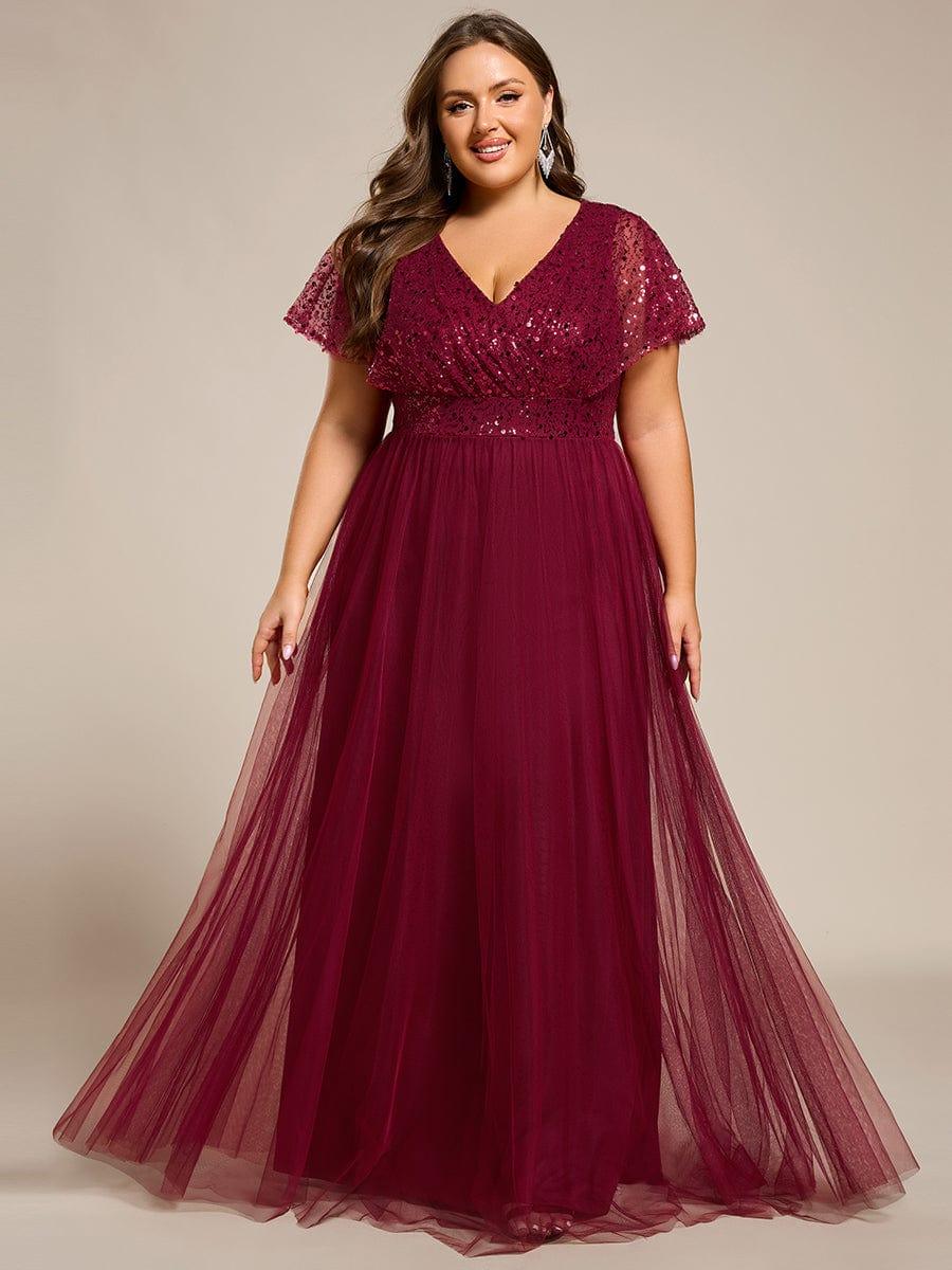 ever NAVEYA|Sparkly Sequin A-Line V-Neck Tulle Formal Evening Dress