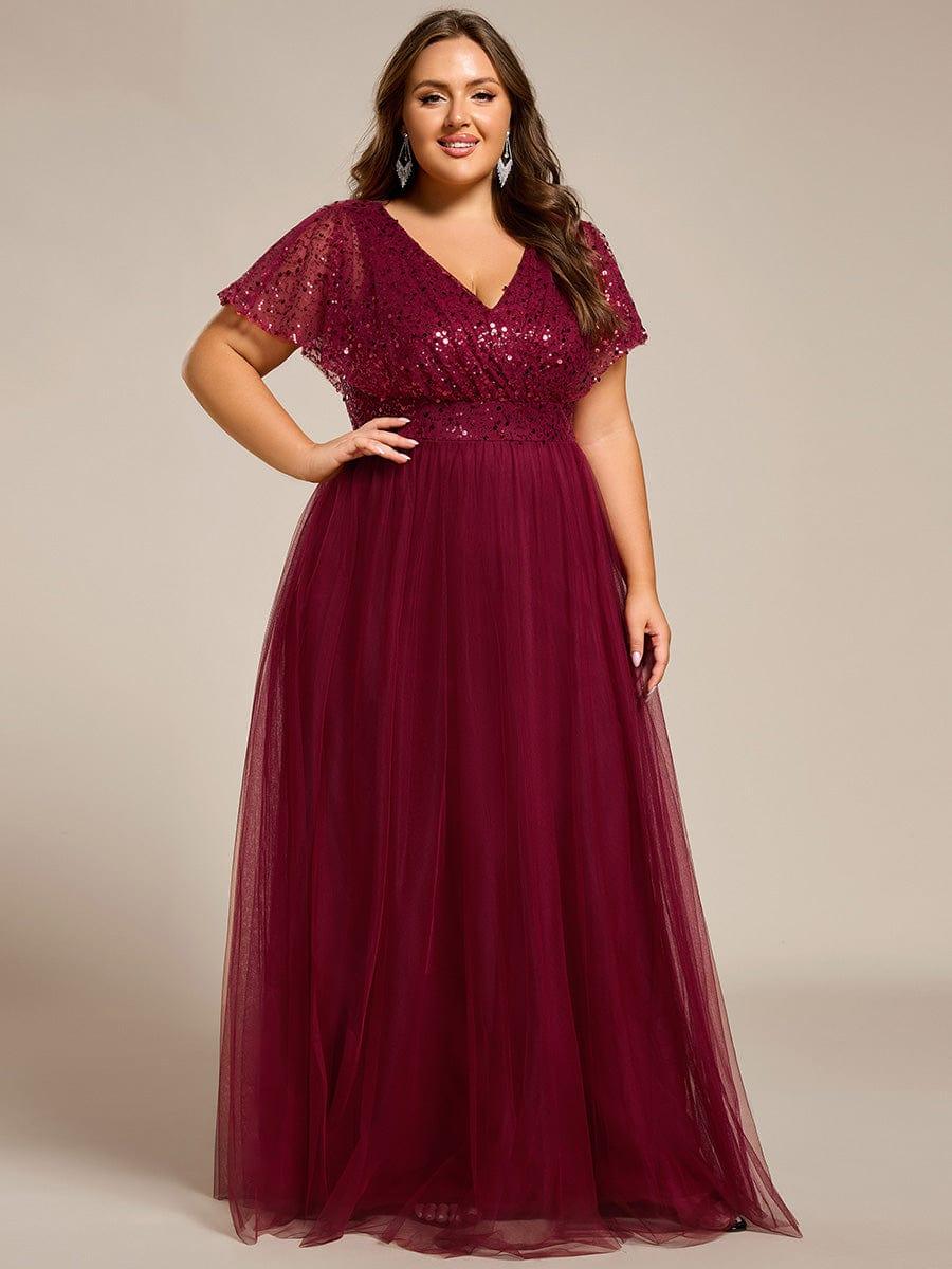 ever NAVEYA|Sparkly Sequin A-Line V-Neck Tulle Formal Evening Dress