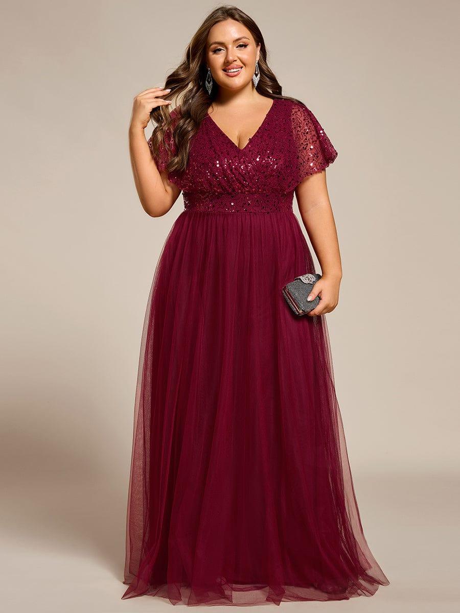 ever NAVEYA|Sparkly Sequin A-Line V-Neck Tulle Formal Evening Dress