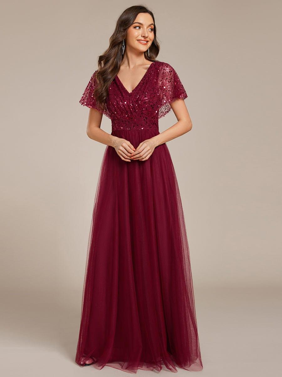 ever NAVEYA|Sparkly Sequin A-Line V-Neck Tulle Formal Evening Dress