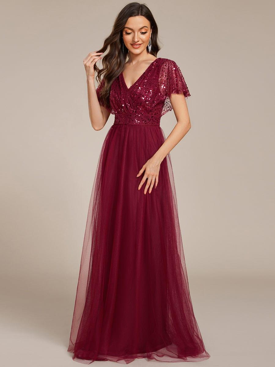 ever NAVEYA|Sparkly Sequin A-Line V-Neck Tulle Formal Evening Dress