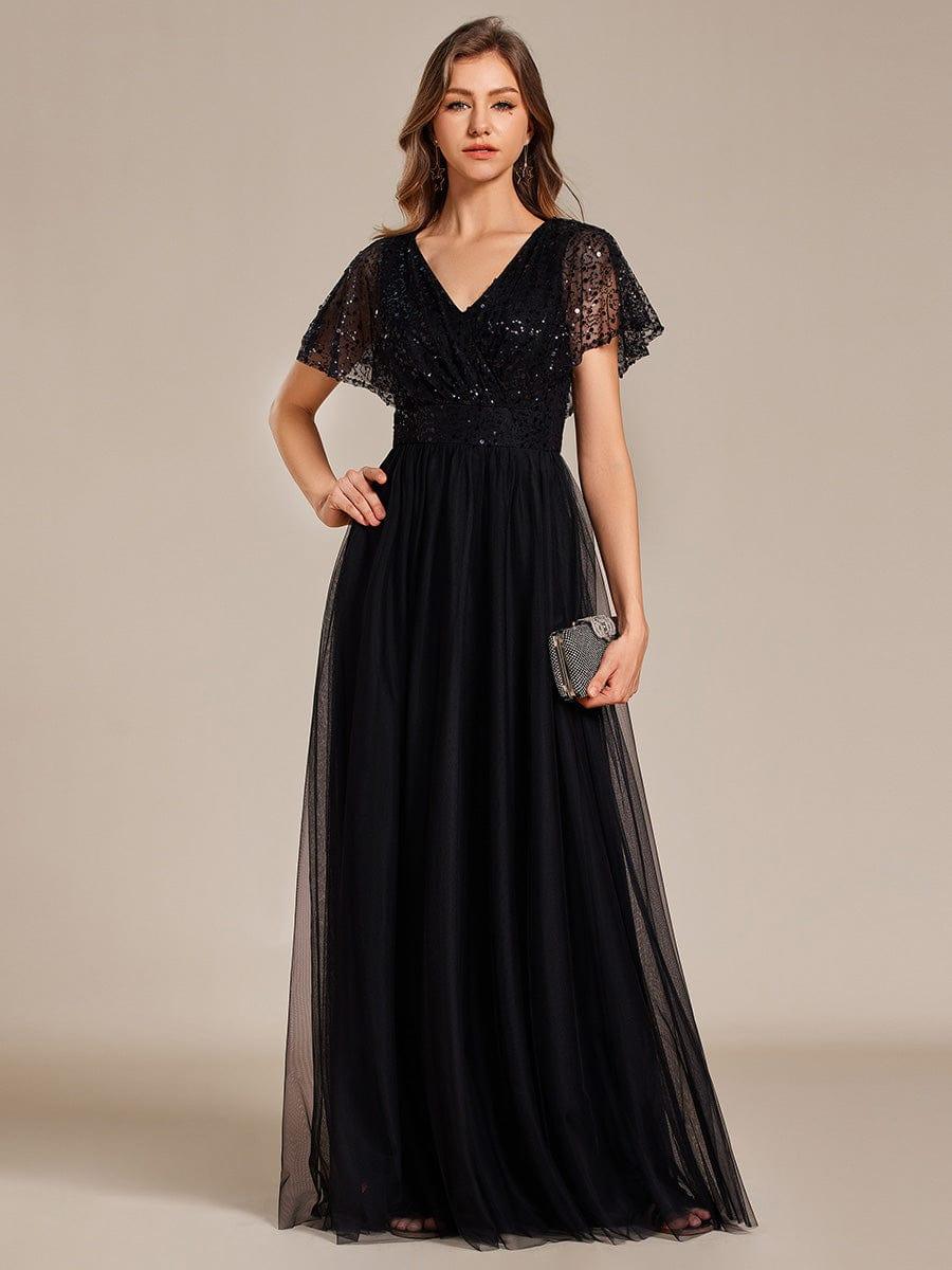 ever NAVEYA|Sparkly Sequin A-Line V-Neck Tulle Formal Evening Dress
