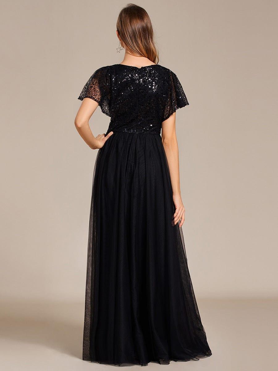ever NAVEYA|Sparkly Sequin A-Line V-Neck Tulle Formal Evening Dress