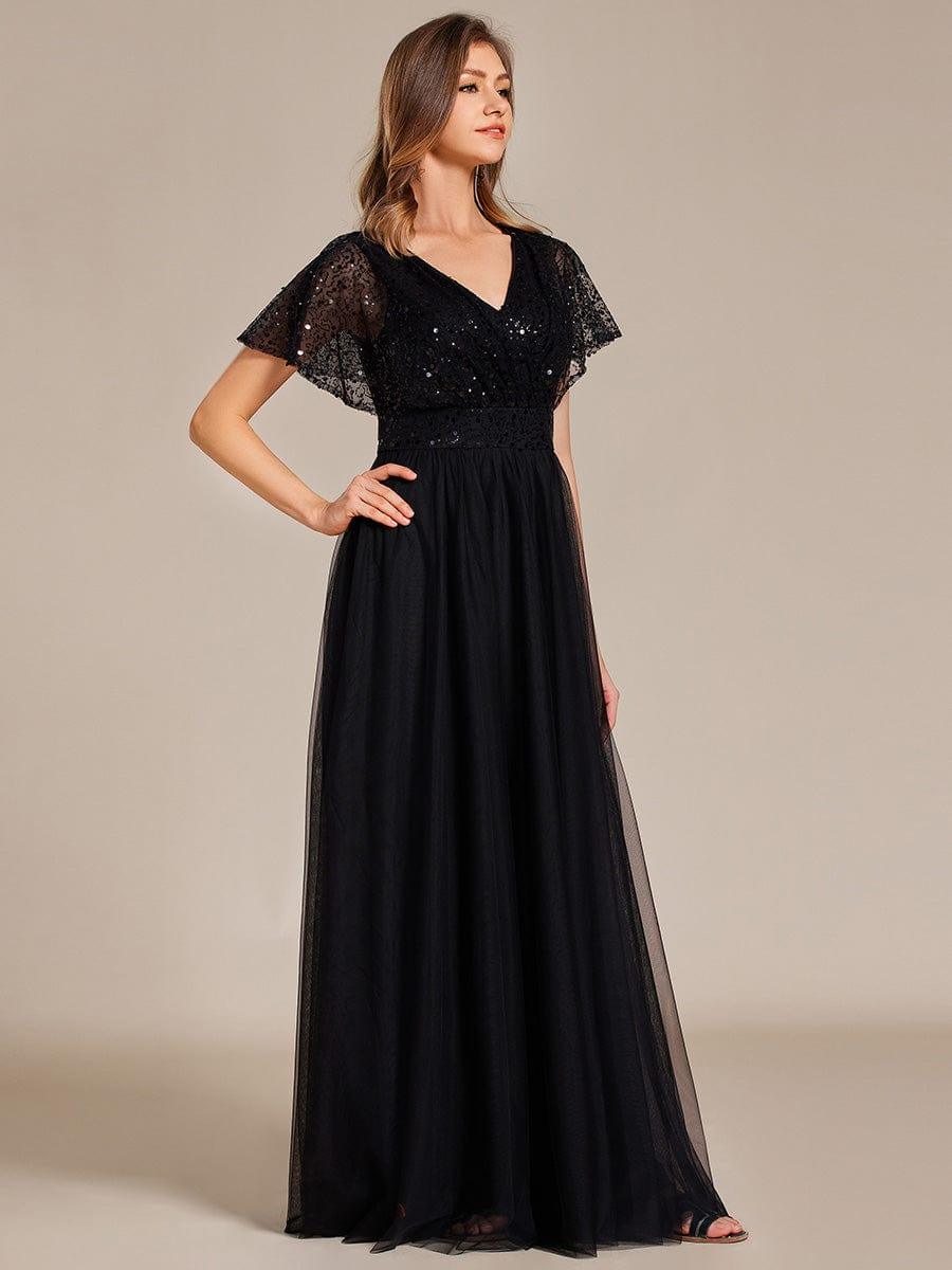 ever NAVEYA|Sparkly Sequin A-Line V-Neck Tulle Formal Evening Dress