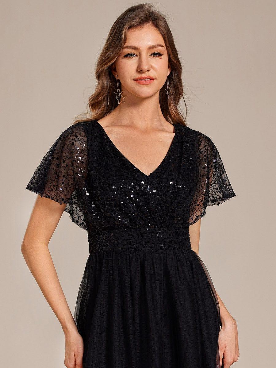 ever NAVEYA|Sparkly Sequin A-Line V-Neck Tulle Formal Evening Dress