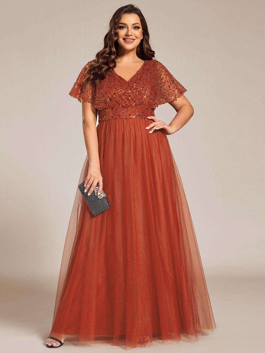 ever NAVEYA|Sparkly Sequin A-Line V-Neck Tulle Formal Evening Dress
