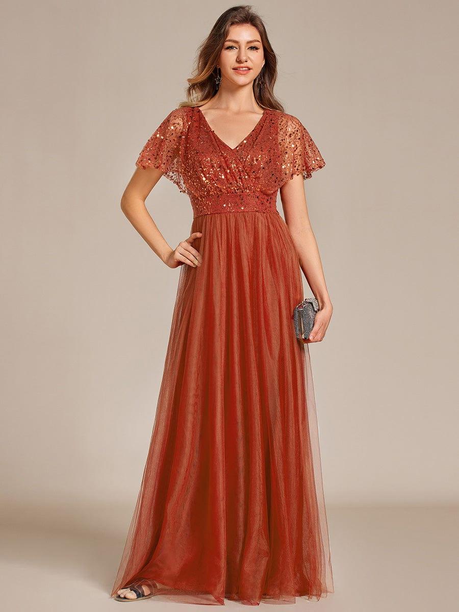 ever NAVEYA|Sparkly Sequin A-Line V-Neck Tulle Formal Evening Dress