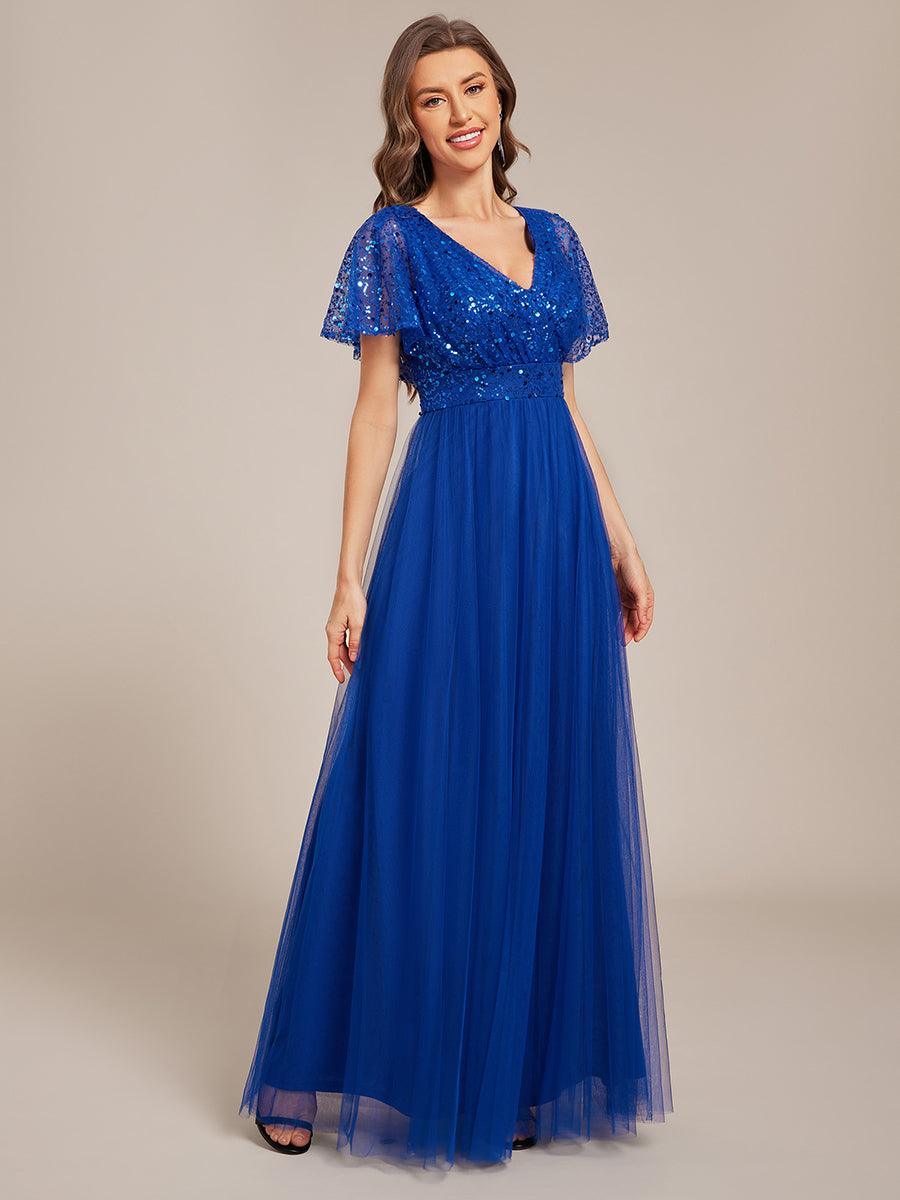 ever NAVEYA|Sparkly Sequin A-Line V-Neck Tulle Formal Evening Dress