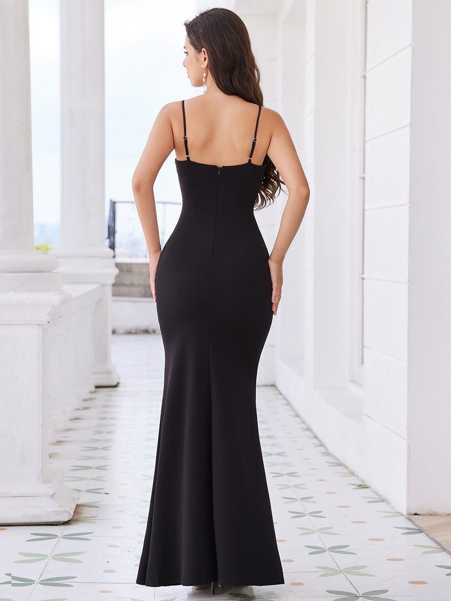 Elegant Spaghetti Strap Beaded Bodycon Formal Evening Dress