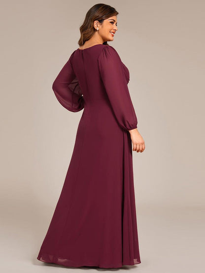 ever TRU|Graceful Chiffon A-Line Pleated Long Sleeves Formal Evening Dress