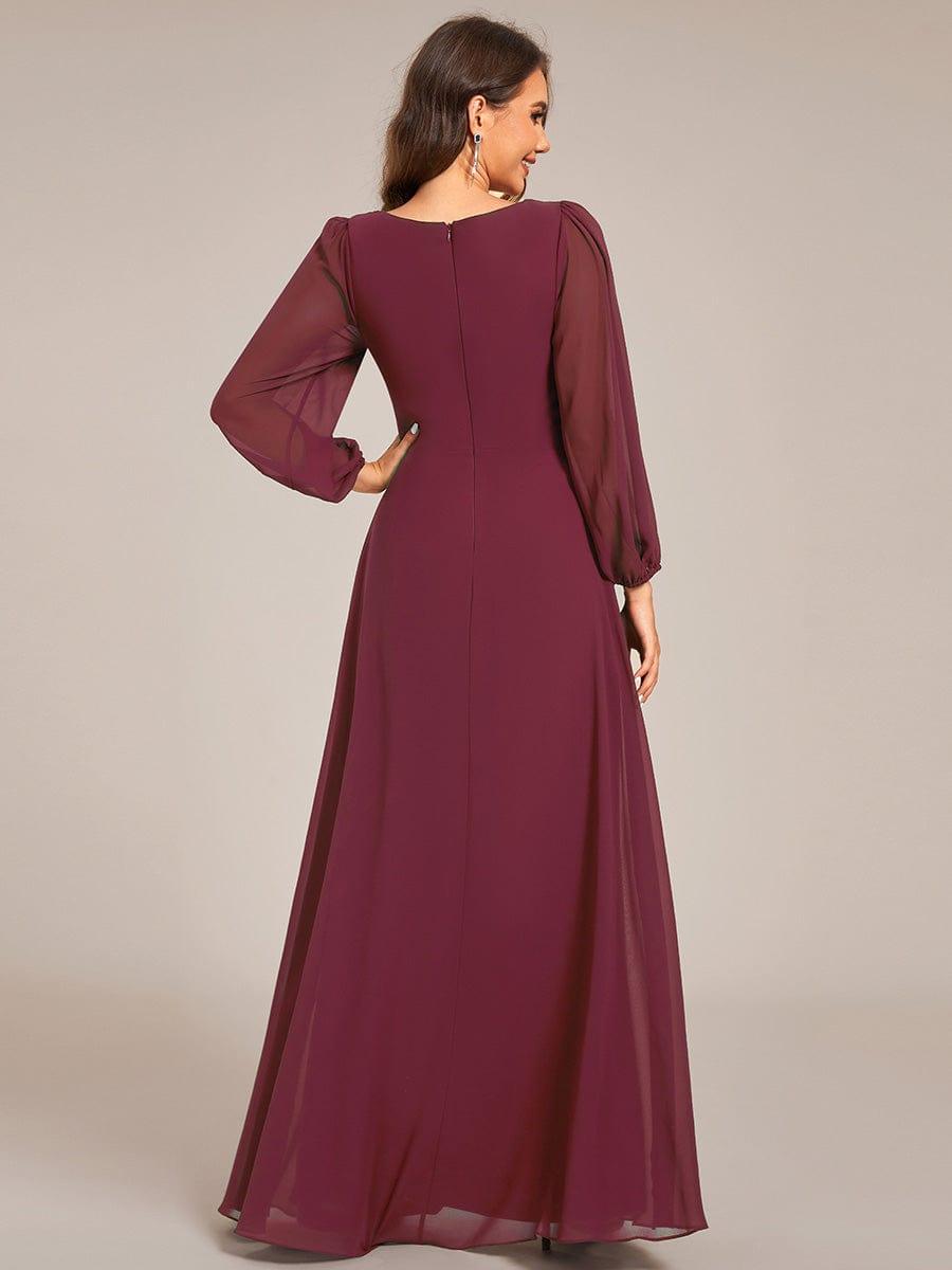 ever TRU|Graceful Chiffon A-Line Pleated Long Sleeves Formal Evening Dress