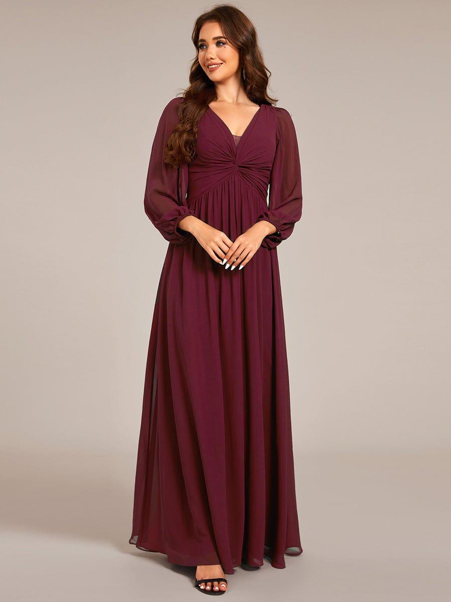 ever TRU|Graceful Chiffon A-Line Pleated Long Sleeves Formal Evening Dress