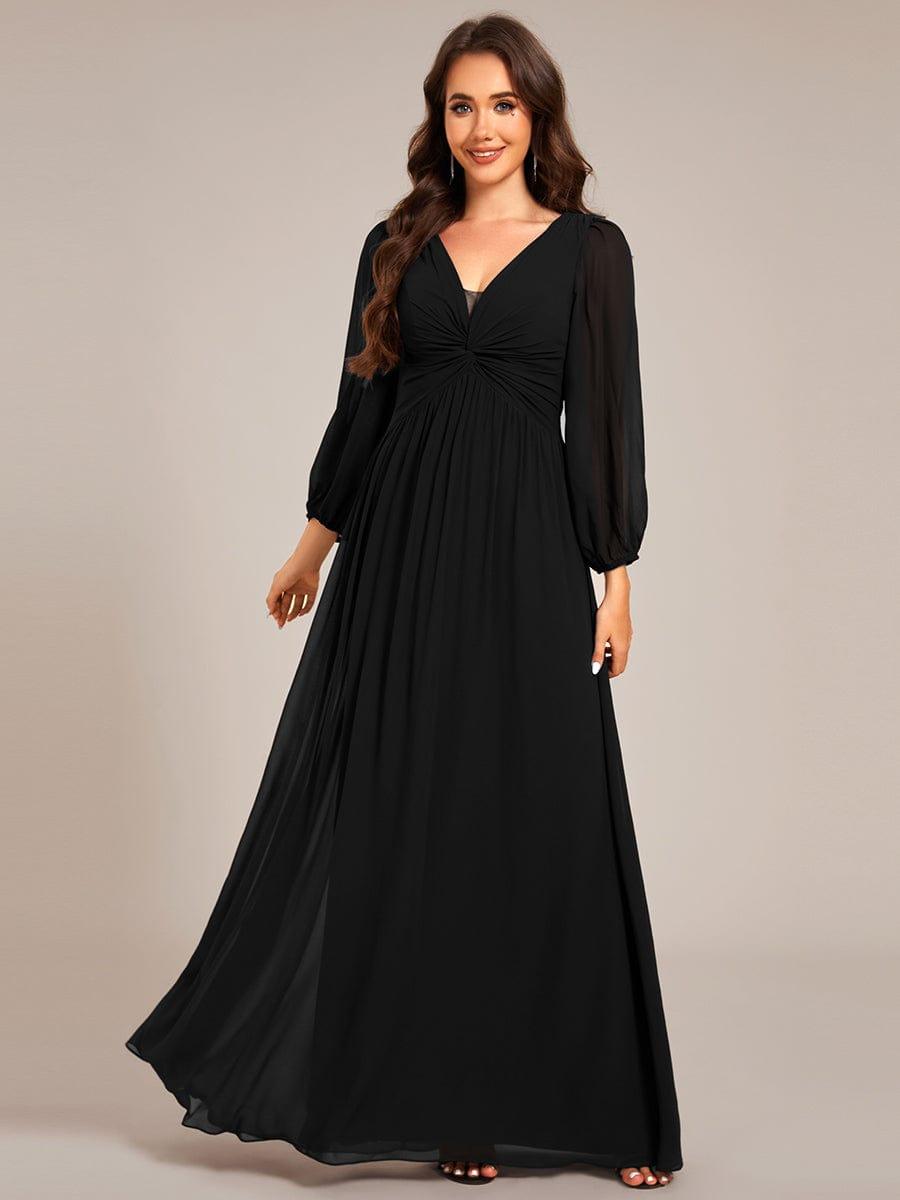 ever TRU|Graceful Chiffon A-Line Pleated Long Sleeves Formal Evening Dress