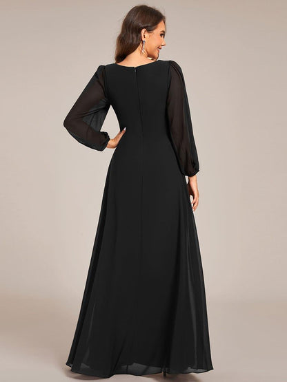 ever TRU|Graceful Chiffon A-Line Pleated Long Sleeves Formal Evening Dress