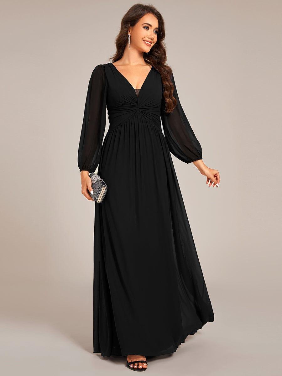 ever TRU|Graceful Chiffon A-Line Pleated Long Sleeves Formal Evening Dress