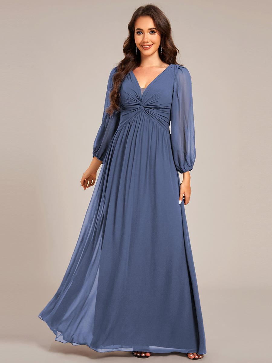 ever TRU|Graceful Chiffon A-Line Pleated Long Sleeves Formal Evening Dress